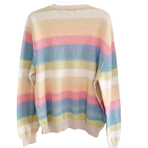 Grant Thomas Linen Blend Pastel Stripe Sweater Eclectic Grandpa XL - Picture 2 of 5
